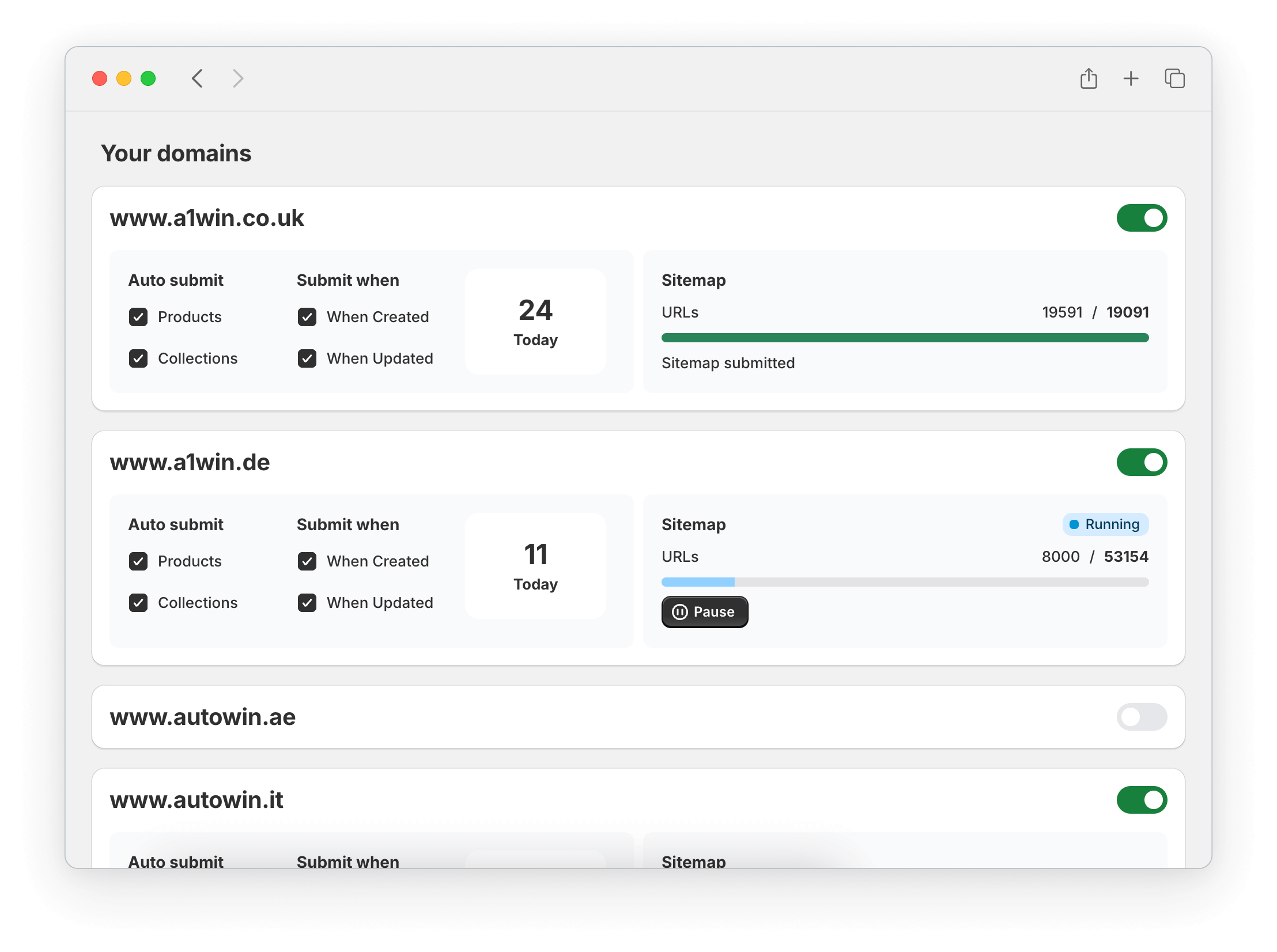 AutoWindex automation settings interface