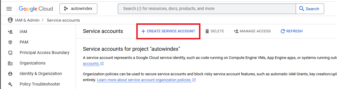 createServiceAccount