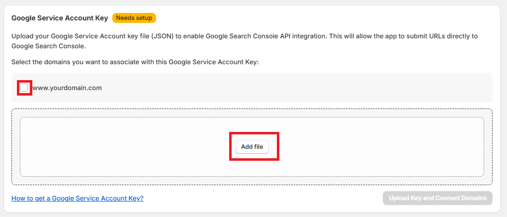 Upload JSON key to AutoWindex